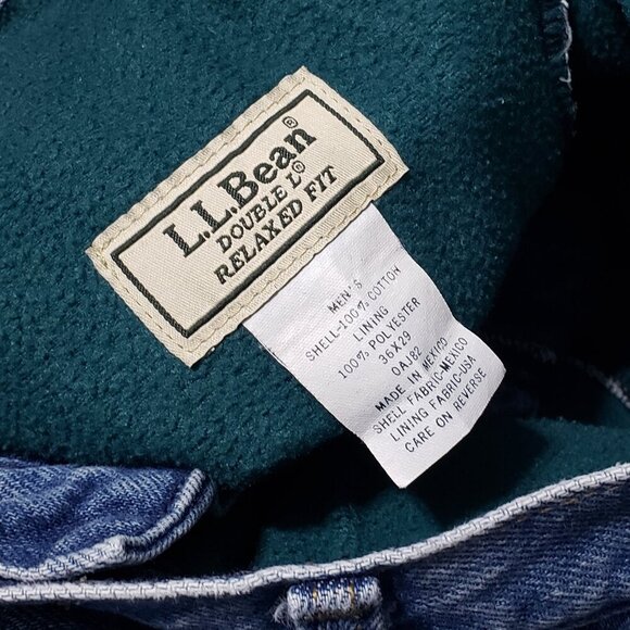 Vintage LL Bean Flannel Lined Jeans Tapered Leg Men's Size 36X29 - Picture 2 of 3